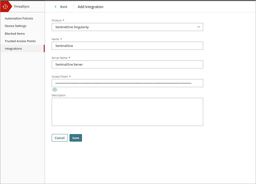 Screenshot of Add new integration